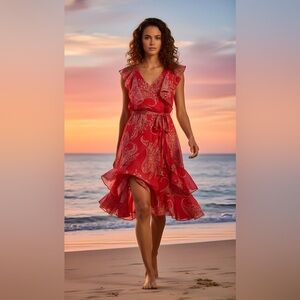 Tommy Hilfiger Vibrant Red Asymmetrical Dress